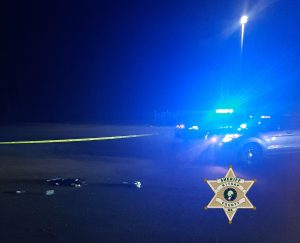 Police vehicles with lights activated