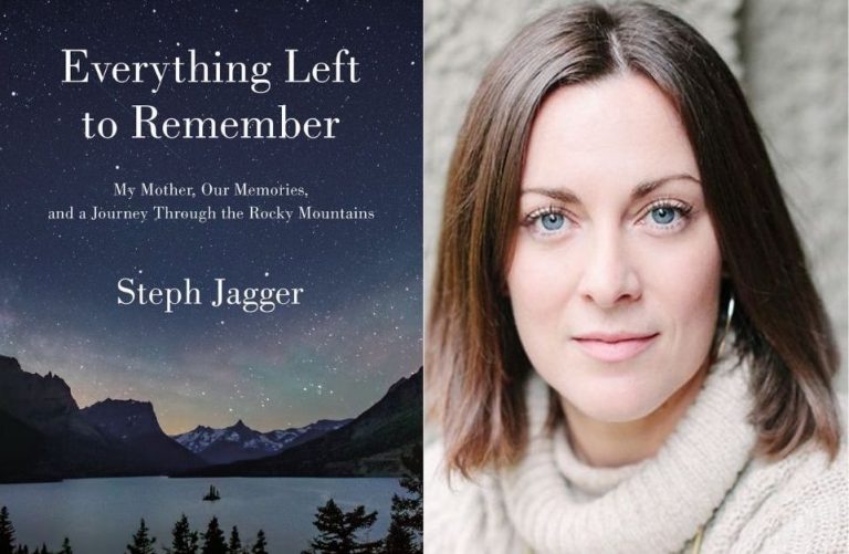 Everything Left to Remember book cover on the left, headshot of Steph Jagger on the right