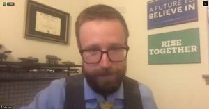 FairVote Washington Policy Director Colin Cole speaks about the organization's legislative efforts at its Oct. 16 virtual event. Colin Cole