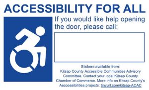 An example of what the accessibility stickers from the county look like