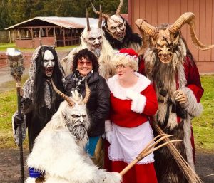 Eric Morley, far right, with other participants in Krampus/Christmas costumes at the Thurston County Fairgrounds (Courtesy of Krampus Bremerton) Eric Morley, far right, with other participants in Krampus/Christmas costumes at the Thurston County Fairgrounds