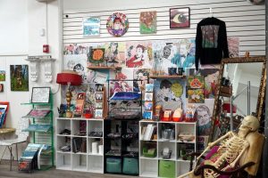 Artwork adorns the wall at Rimbert Illustration on Callow Avenue in Bremerton.