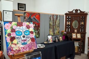 A painting by Danielle Rimbert stands out at her studio space on Callow Avenue (Steven Wyble/Kitsap Scene) A painting by Danielle Rimbert stands out at her studio space on Callow Avenue