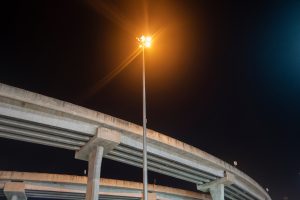 Overpass road with street lamp black background Overpass road with street lamp black background