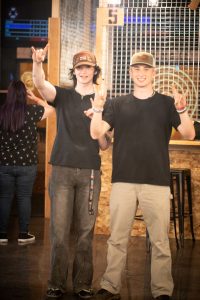 PenAxe throwing coaches Brady and Ashton. (Photo courtesy of PenAxe). PenAxe throwing coaches Brady and Ashton. (Photo courtesy of PenAxe).