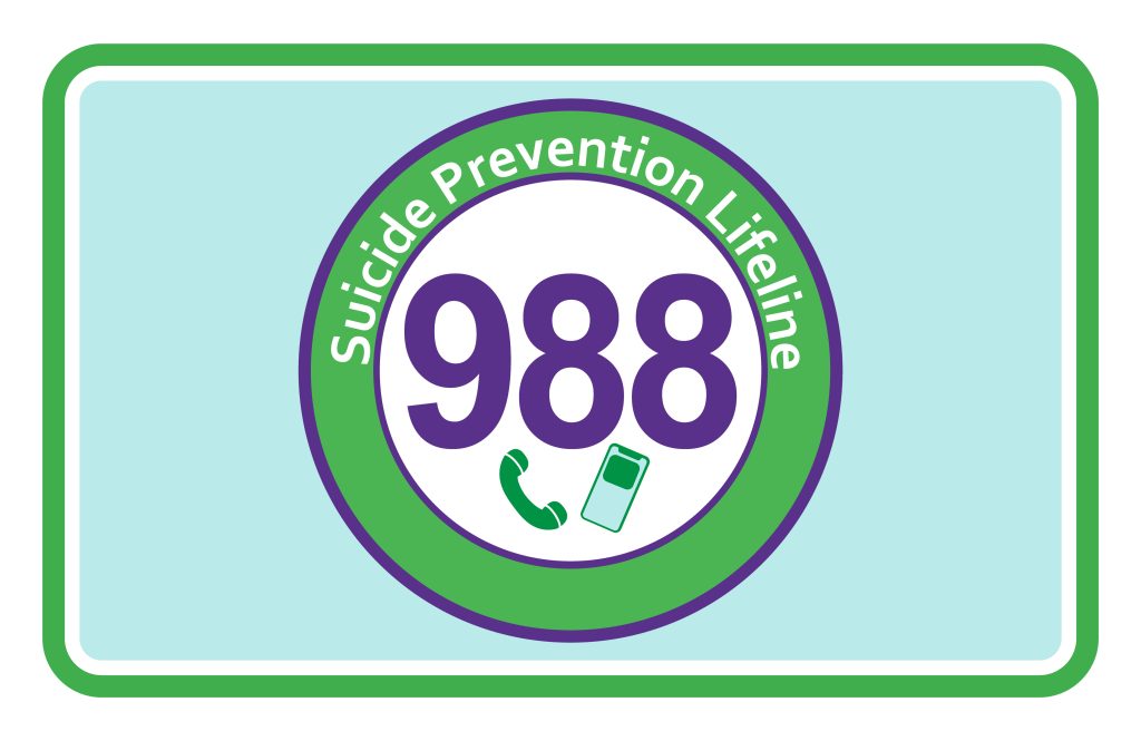 988 A graphic with a USA suicide prevention phone number as a motif.