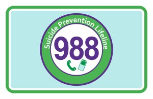 988 A graphic with a USA suicide prevention phone number as a motif.
