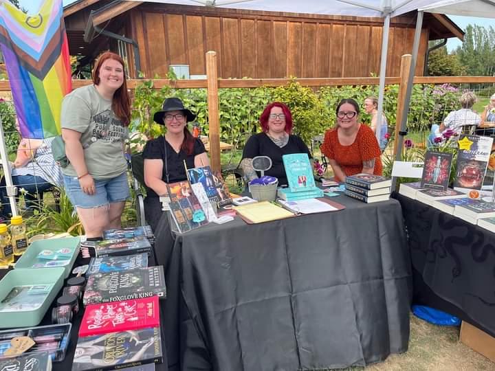 Puget Sound Book Festival Founder Briana Ryan (far left), with authors EM Gayle, Lish McBride, and Tessonja Odette at last year's festival.