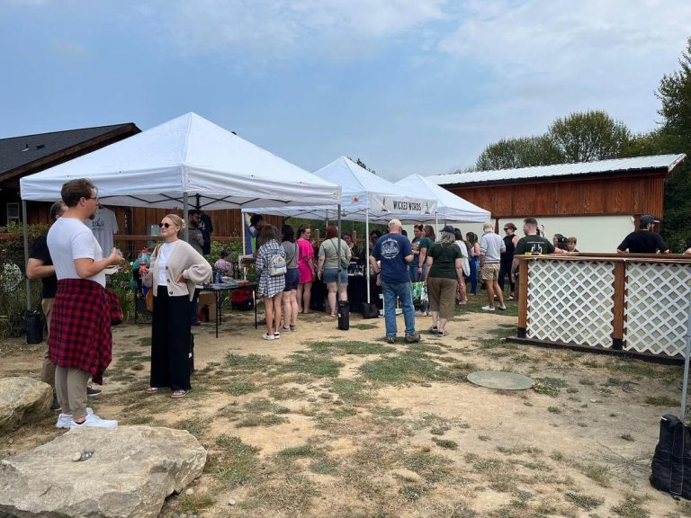 Tents set up by vendors as part of the first Puget Sound Book Festival
